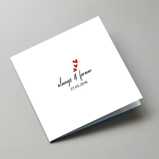 Personalized always & Forever Anniversary Card - Angled Card View