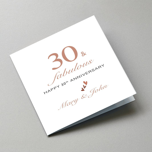 Personalized 30th Happy Anniversary Card - Angled Card View