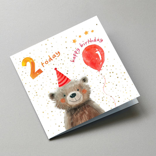2 Today Birthday Card, 2nd Birthday Card - Angled Card View