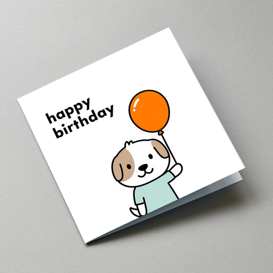 Dog Happy Birthday Card - Angled Card View