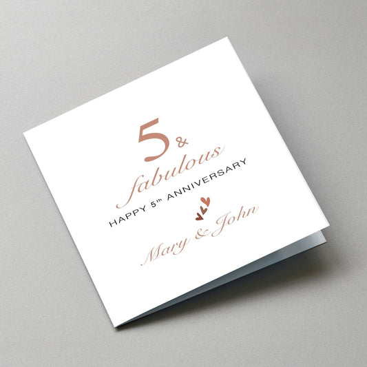 Personalized 5th Happy Anniversary Card - Angled Card View