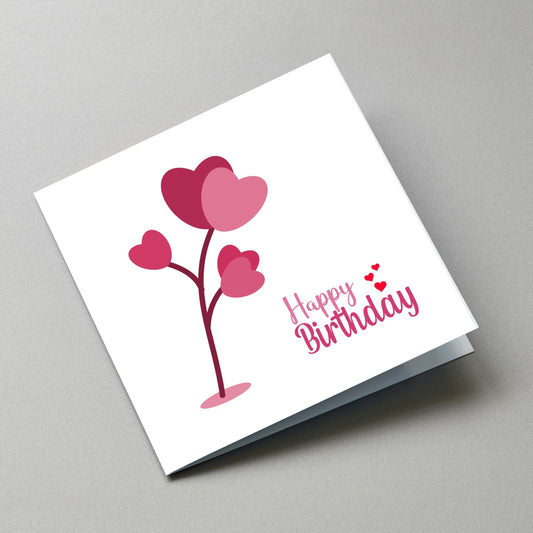 Heart Flower Birthday Card - Angled Card View