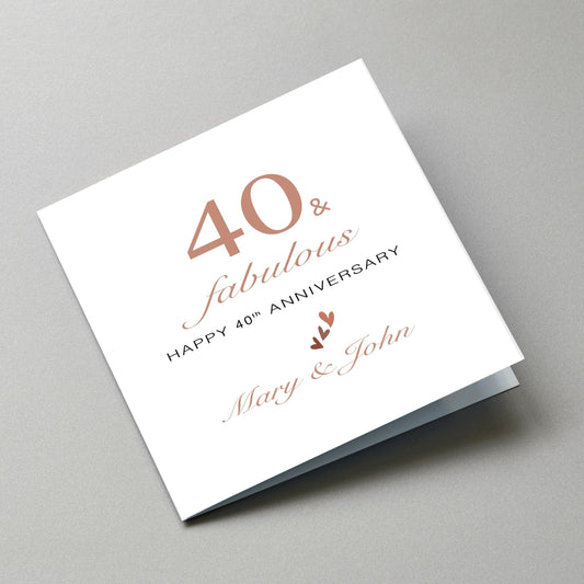 Personalized 40th Happy Anniversary Card - Angled Card View