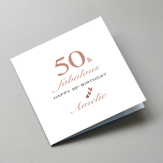 Personalised 50th Birthday Card - Angled Card View