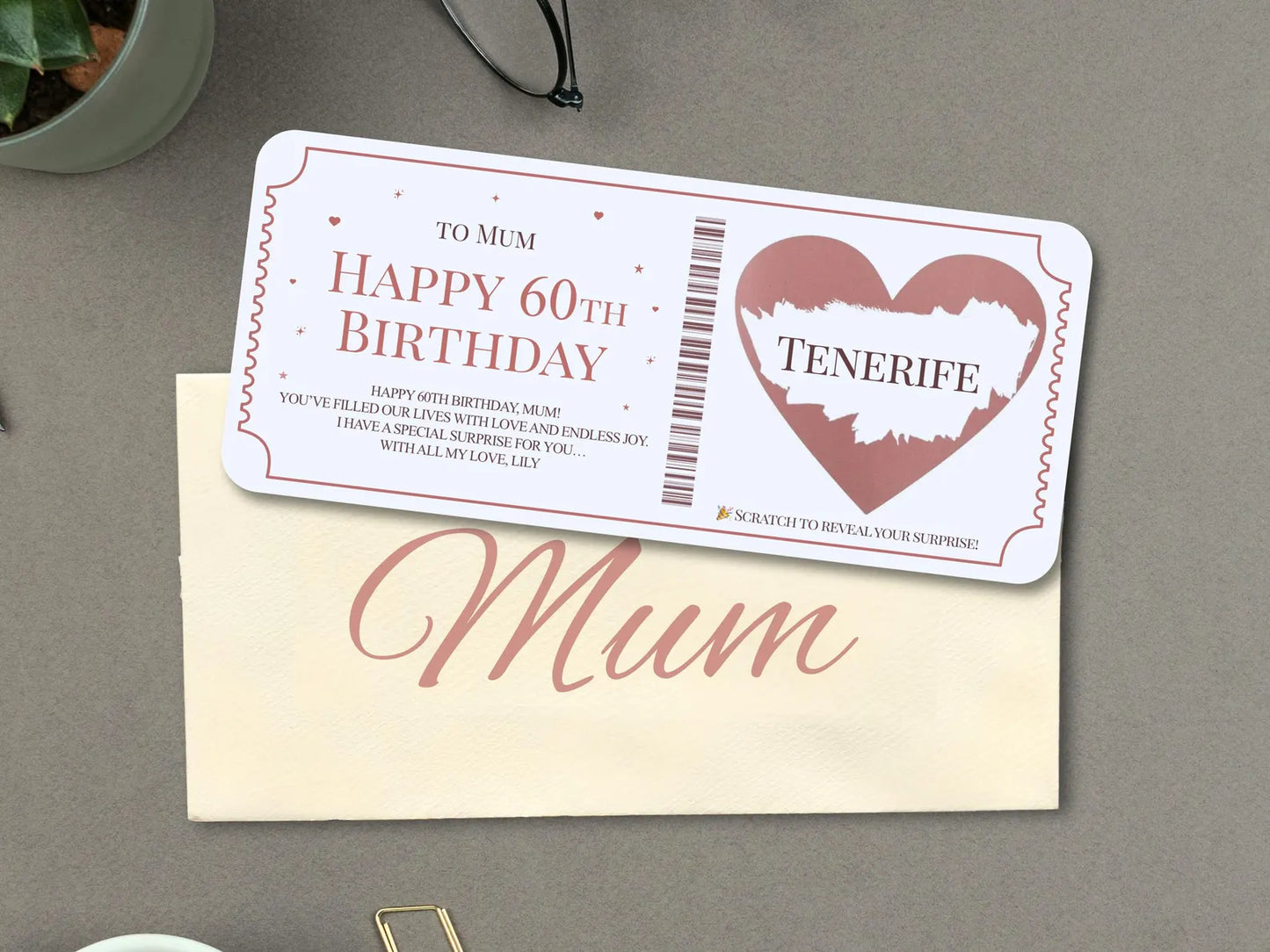 Personalised Scratch Off Surprise Ticket Card