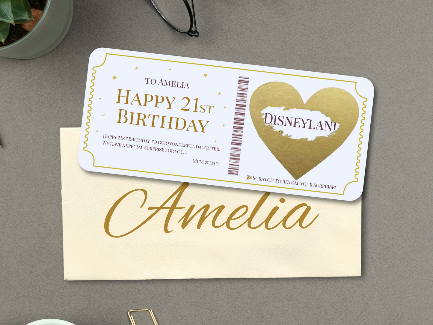 Personalised Scratch Off Surprise Ticket Card