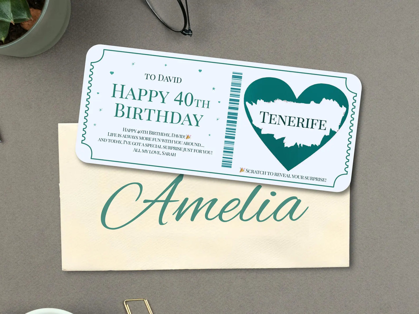 Personalised Scratch Off Surprise Ticket Card