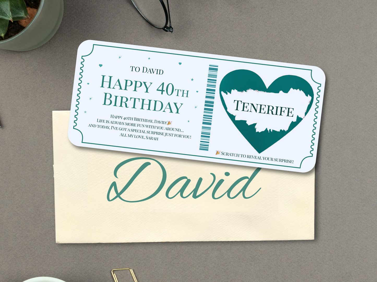 Personalised Scratch Off Surprise Ticket Card