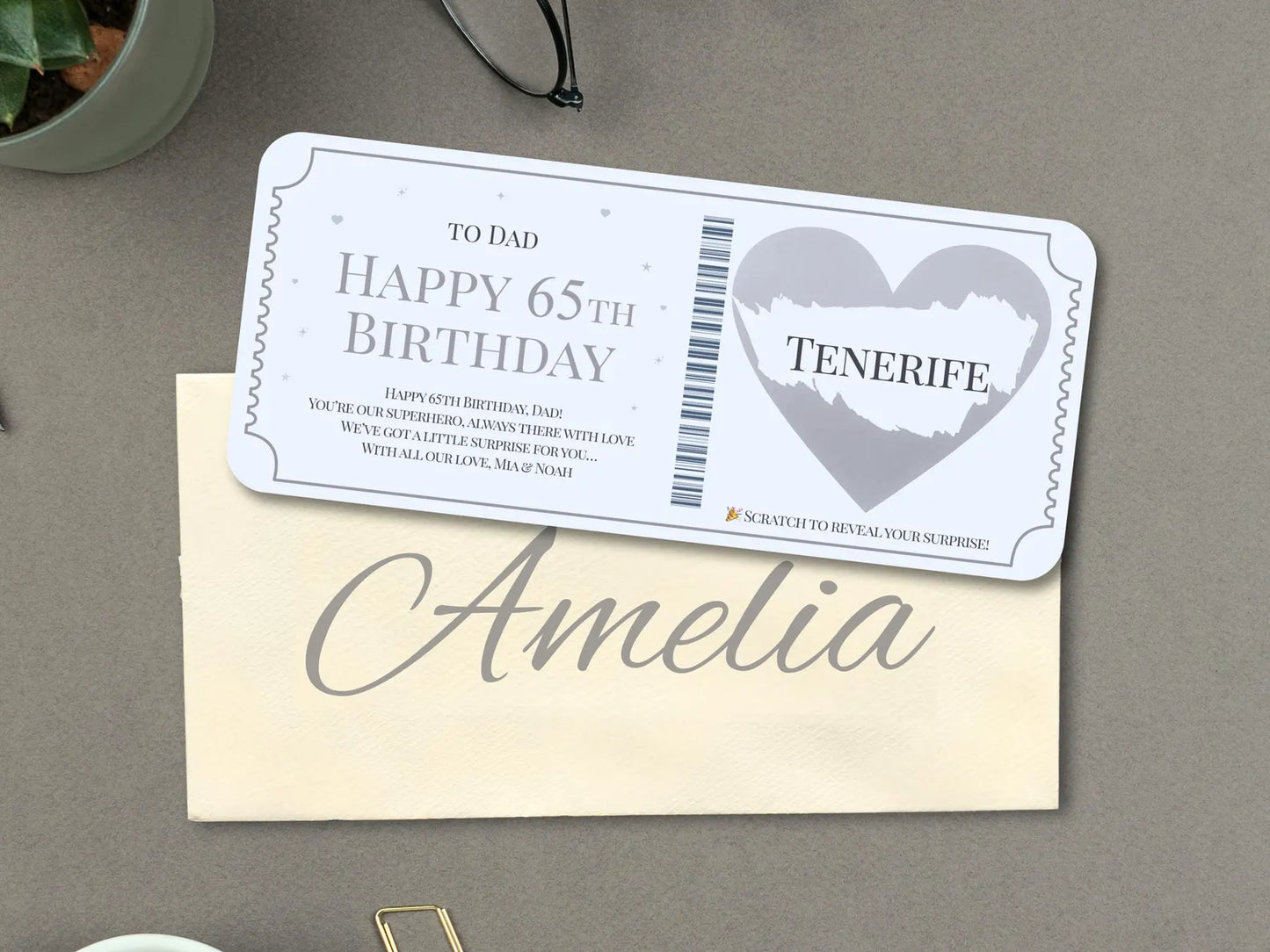 Personalised Scratch Off Surprise Ticket Card