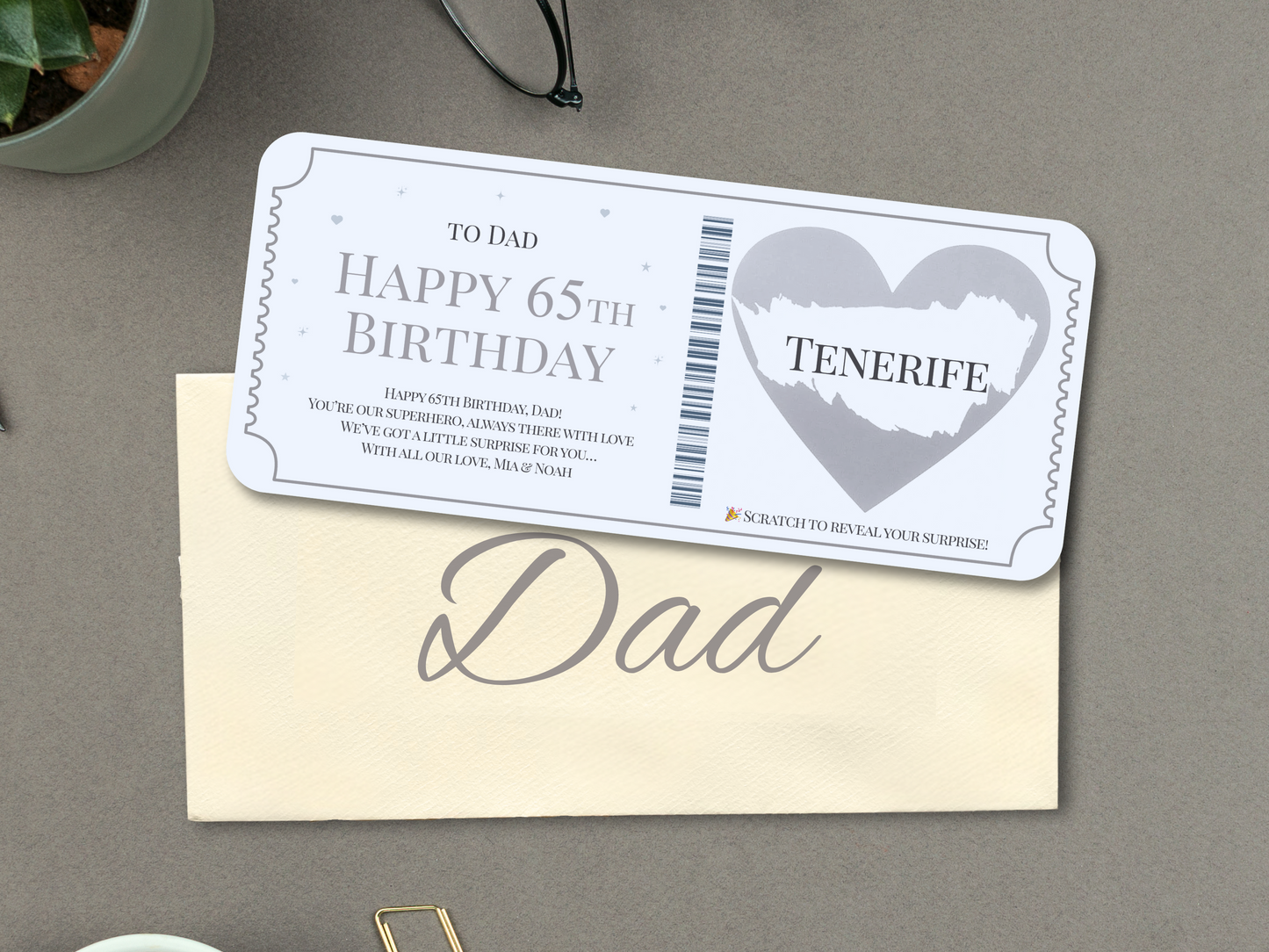 Personalised Scratch Off Surprise Ticket Card