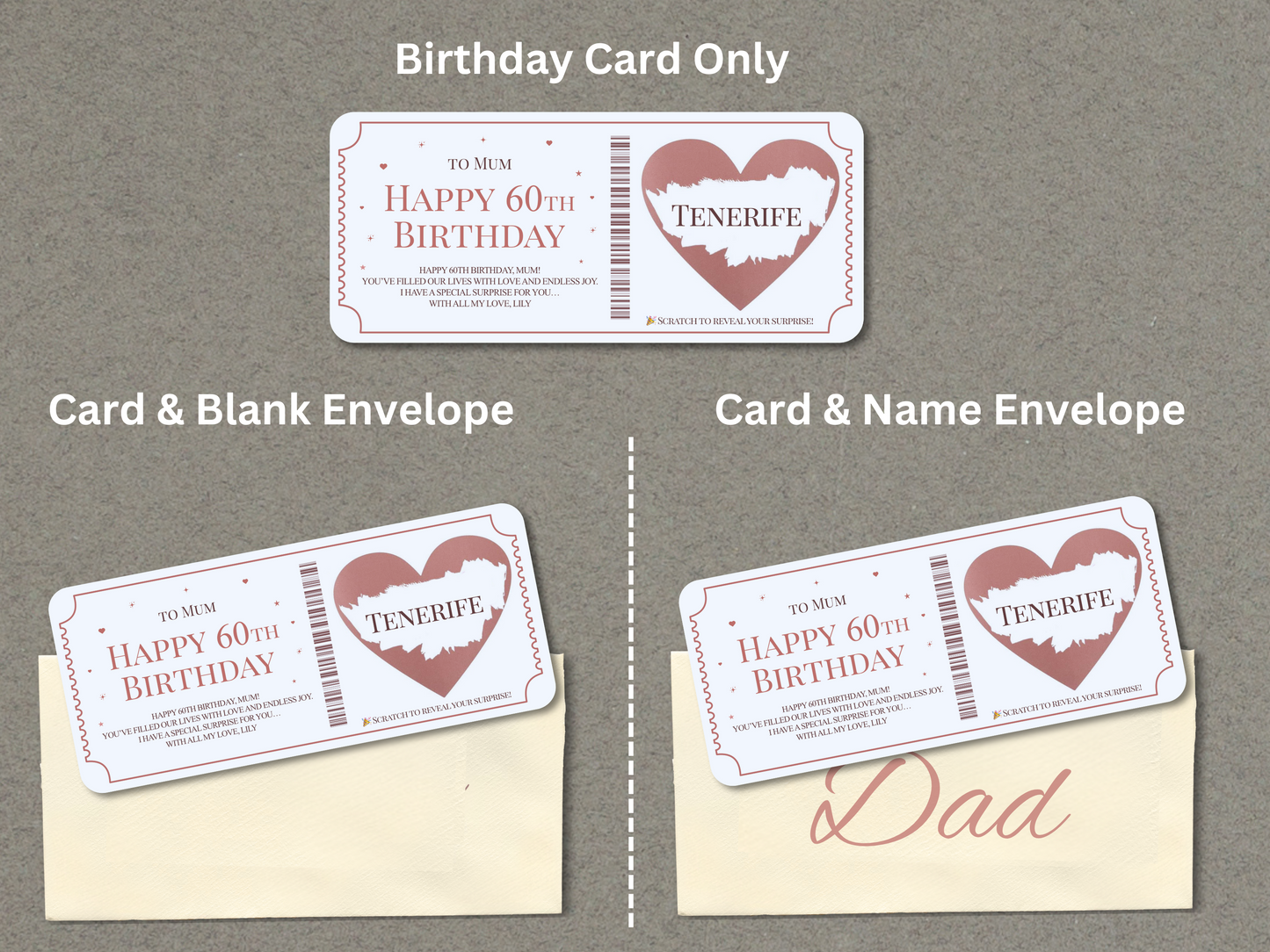 Personalised Scratch Off Surprise Ticket Card