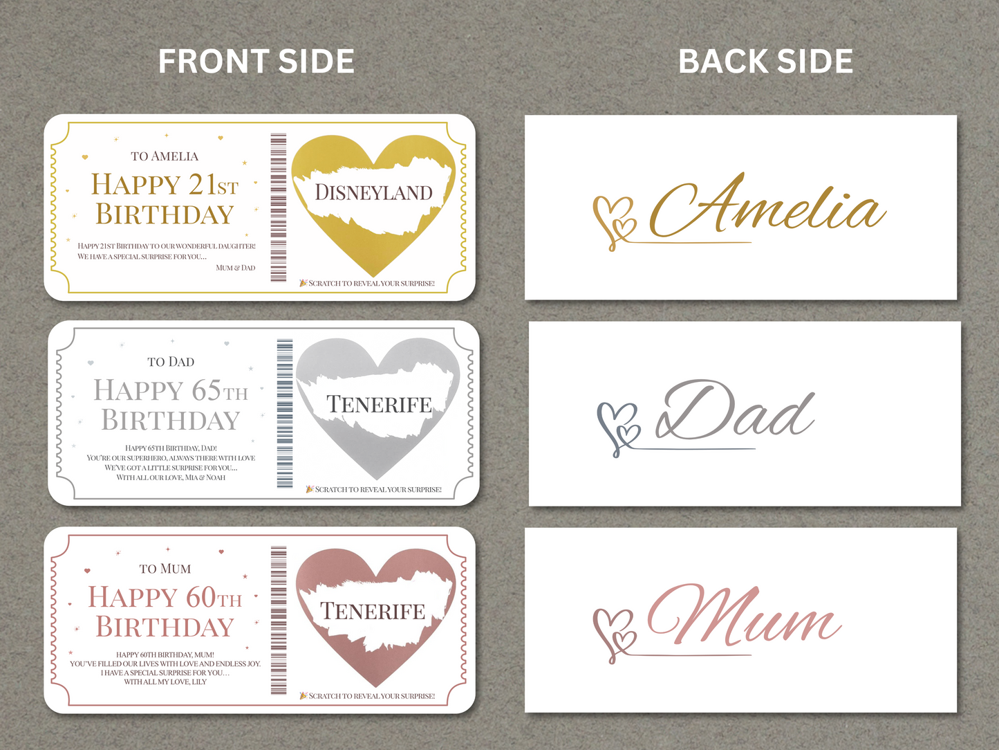Personalised Scratch Off Surprise Ticket Card