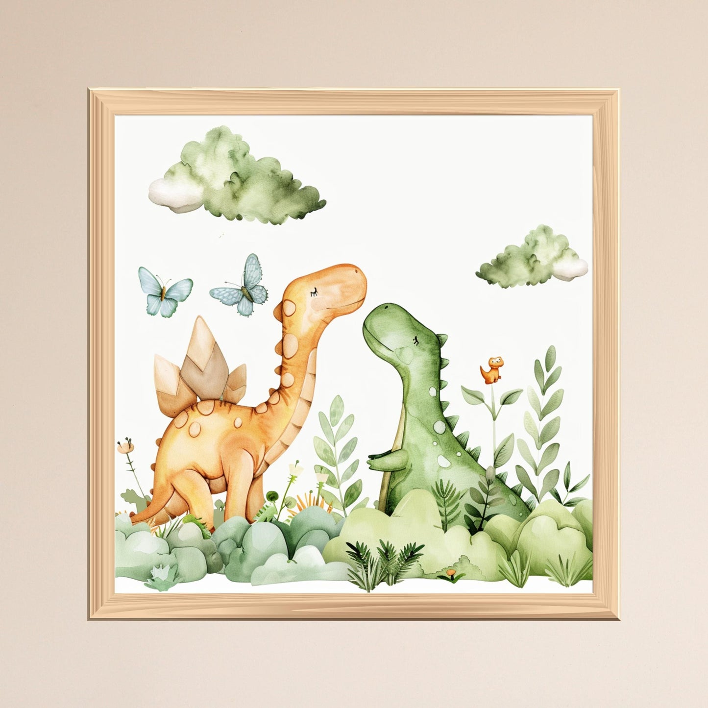 Whimsical Nursery Decor Prints – Bear, Dinosaurs, Sleeping Baby (Set of 3 Unframed)
