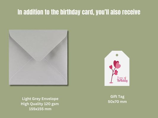 Heart Flower Birthday Card