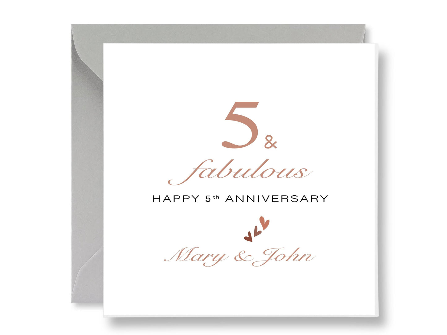 Personalized 5th Happy Anniversary Card