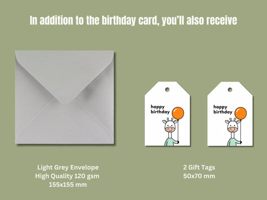 Giraffe Happy Birthday Card