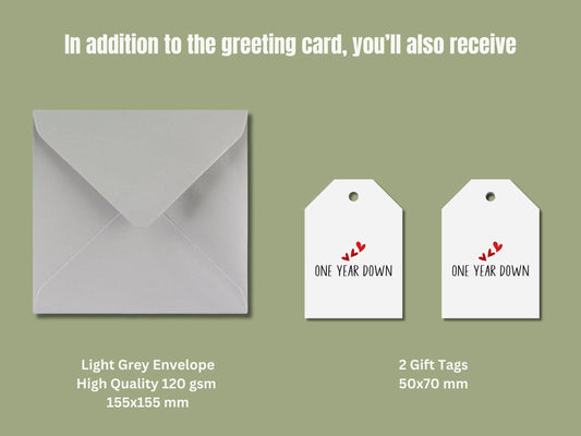 First Anniversary Card, One Year Down Card