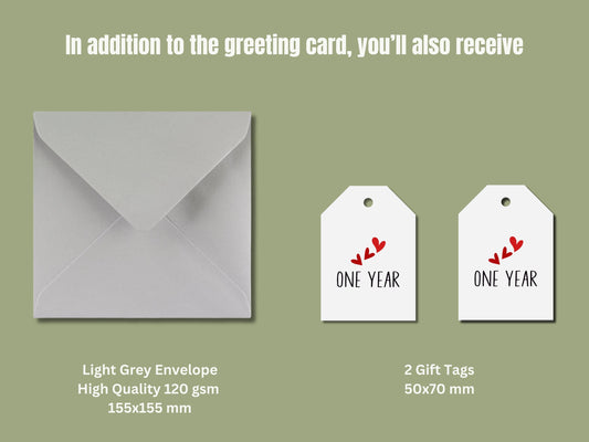 First Anniversary Card, One Year Card