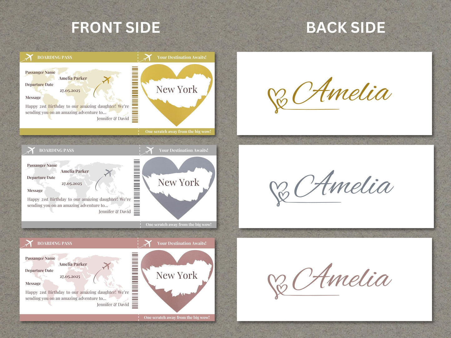 Personalized Scratch-Off Boarding Pass, Surprise Anniversary Card
