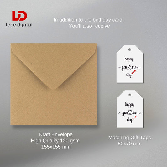 Happy You and Me Day Card, Anniversary Card with Gift Tags