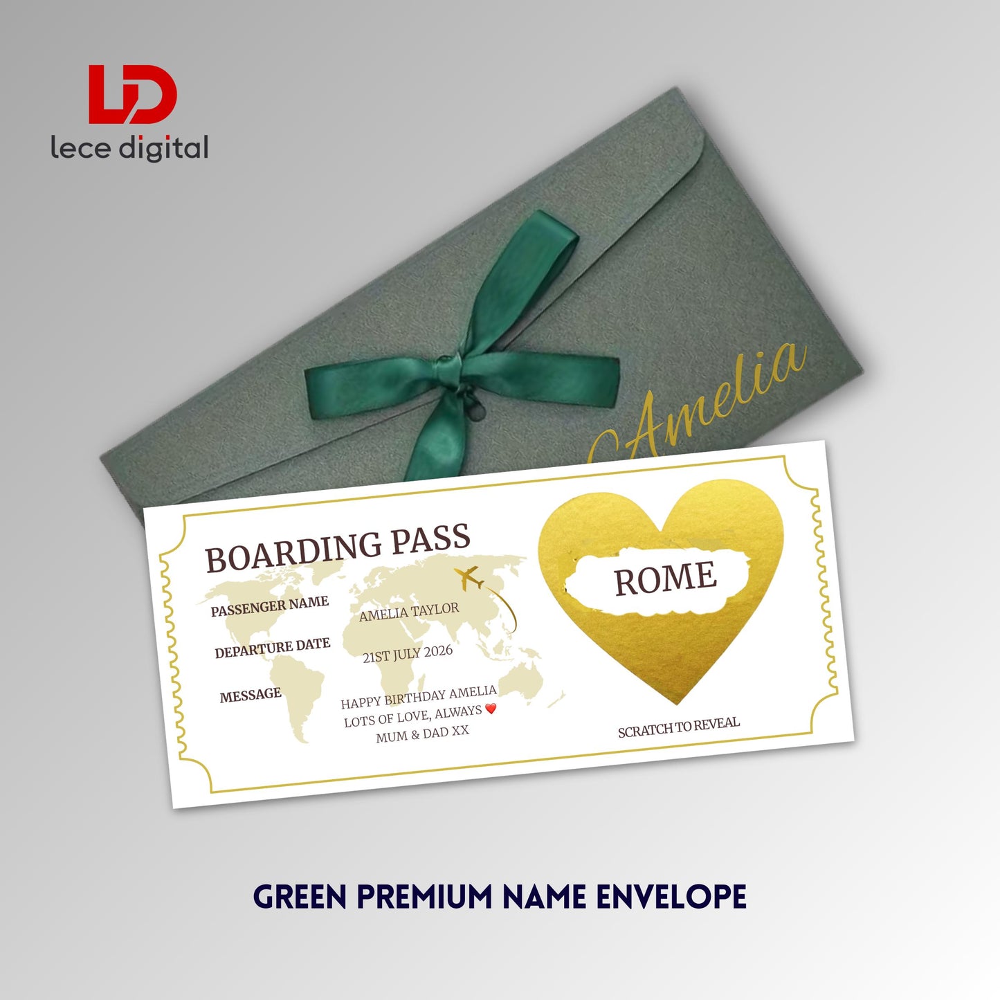 Personalised Boarding Pass, Scratch to Reveal Flight Ticket, Christmas Surprise Trip Reveal, Holiday Gift