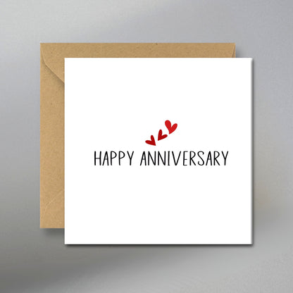 Happy Anniversary Card with Grey Envelope & Gift Tags - Main Front View with Kraft Envelope