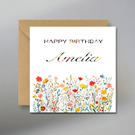 Personalized Birthday Card - Main Front View with Kraft Envelope