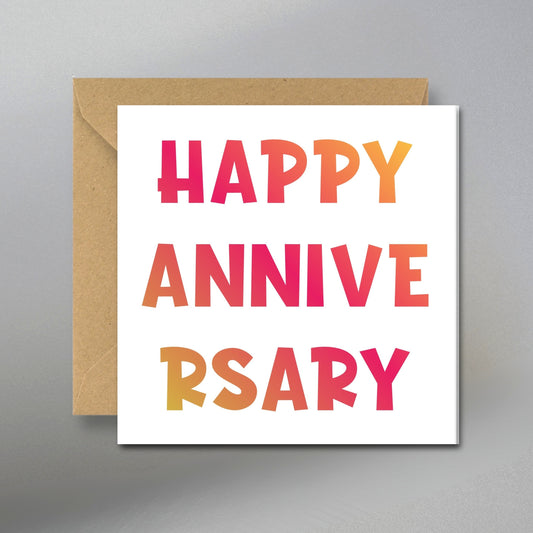 Happy Anniversary Card - Main Front View with Kraft Envelope