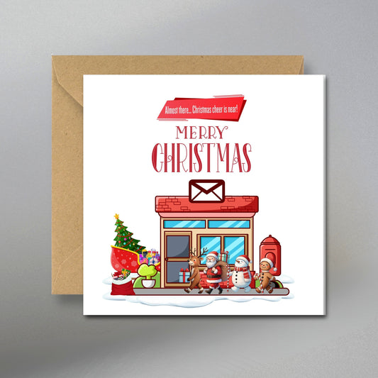 Almost There Christmas Card - Main Front View with Kraft Envelope