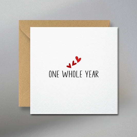 First Anniversary Card – One Whole Year