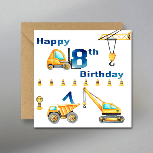 Happy 8th Birthday Card for Kids - Main Front View with Kraft Envelope