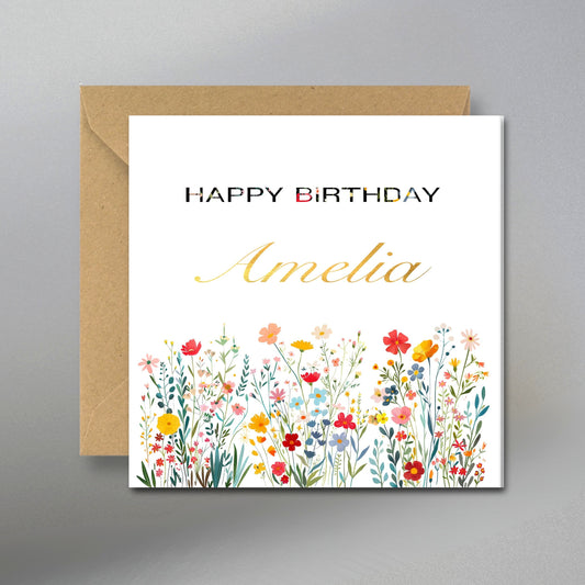 Personalized Birthday Card - Main Front View with Kraft Envelope