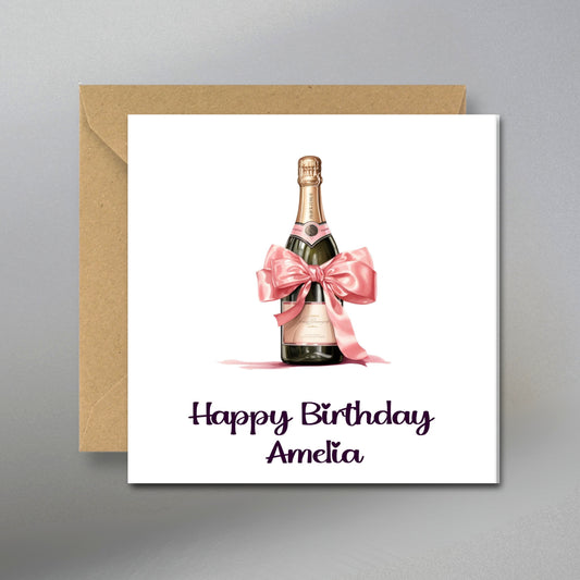 Watercolour Birthday Card - Main Front View with Kraft Envelope