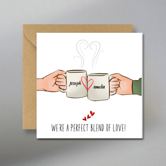 Personalized Couple Card - Main Front View with Kraft Envelope