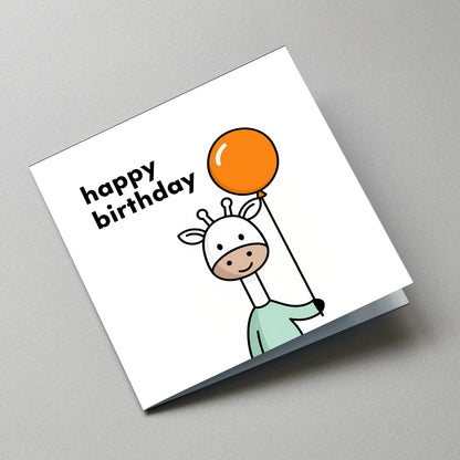 Giraffe Happy Birthday Card - Angled Card View
