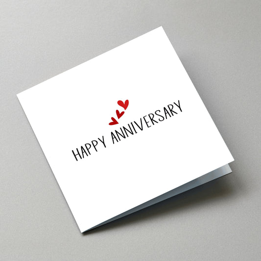 Happy Anniversary Card with Grey Envelope & Gift Tags - Angled Card View