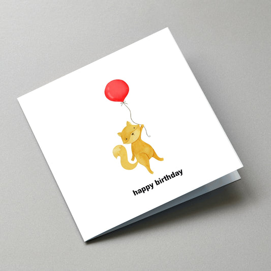 Fox Happy Birthday Card - Angled Card View