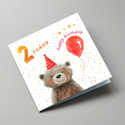 2 Today Birthday Card, 2nd Birthday Card - Angled Card View
