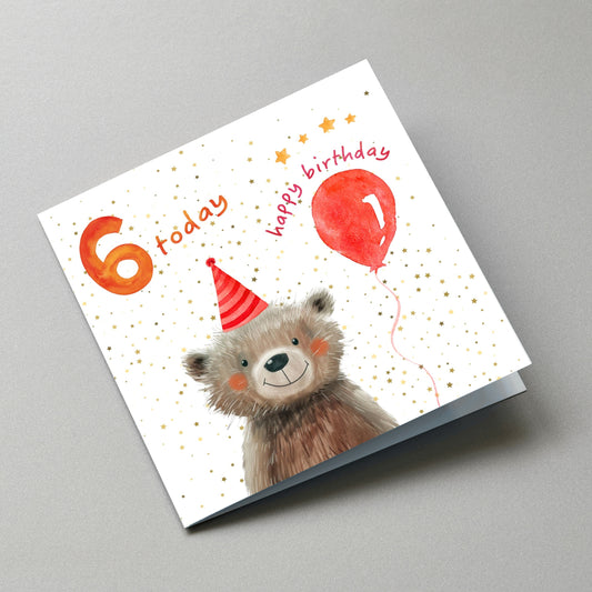 6 Today Birthday Card, 6th Birthday Card - Angled Card View