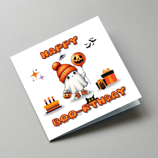 Cute Halloween Birthday Card - Angled Card View