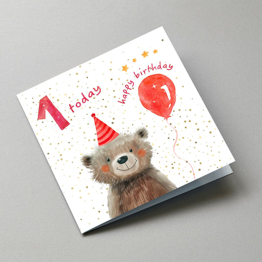 1 Today Birthday Card, 1st Birthday Card - Angled Card View