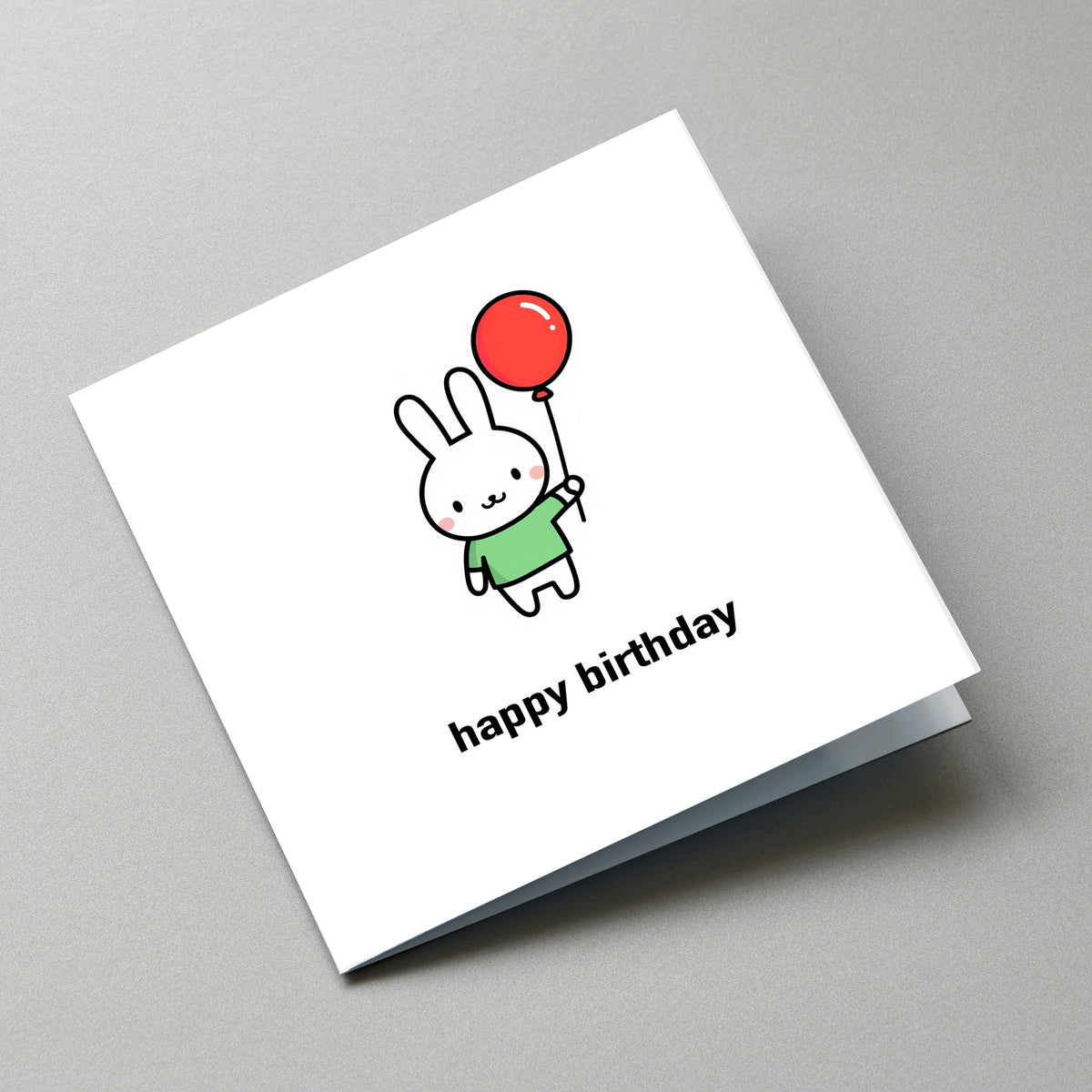 Rabbit Happy Birthday Card - Angled Card View