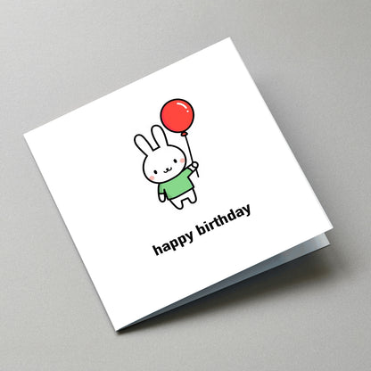 Rabbit Happy Birthday Card - Angled Card View
