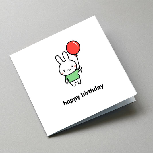 Rabbit Happy Birthday Card - Angled Card View