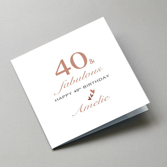Personalised 40th Birthday Card - Angled Card View