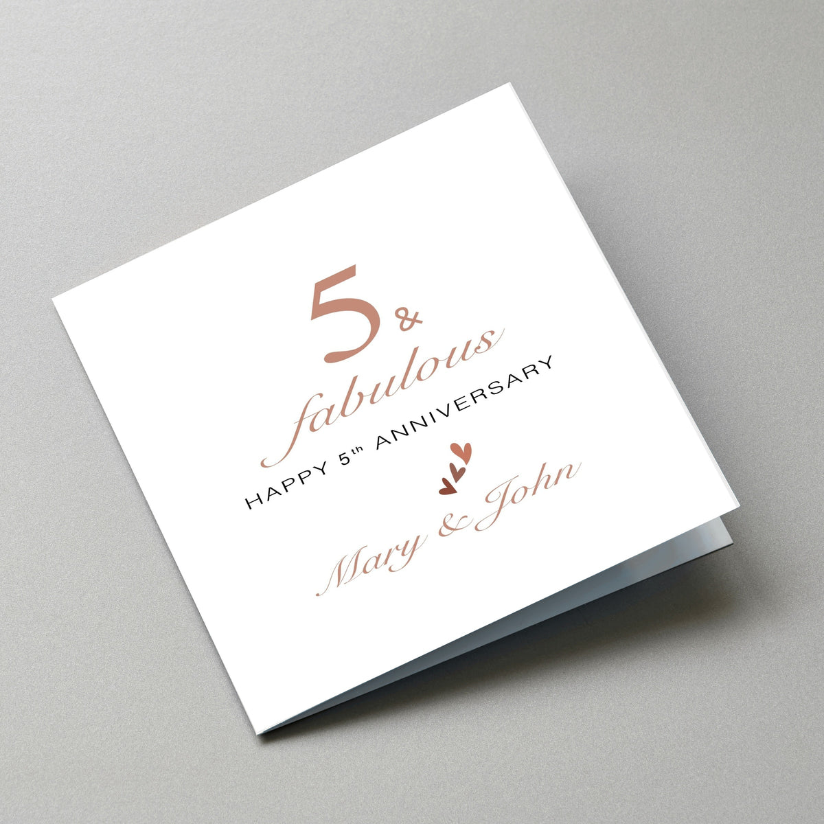 Personalized 5th Happy Anniversary Card - Angled Card View