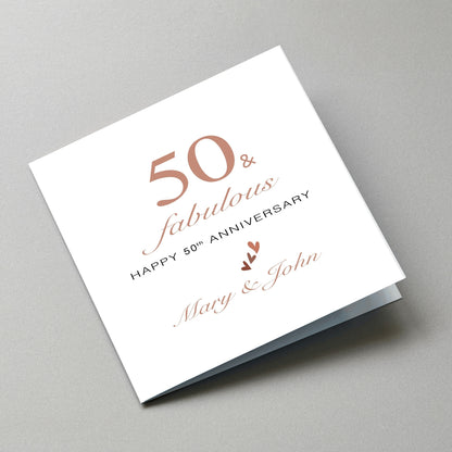 Personalized 50th Happy Anniversary Card - Angled Card View
