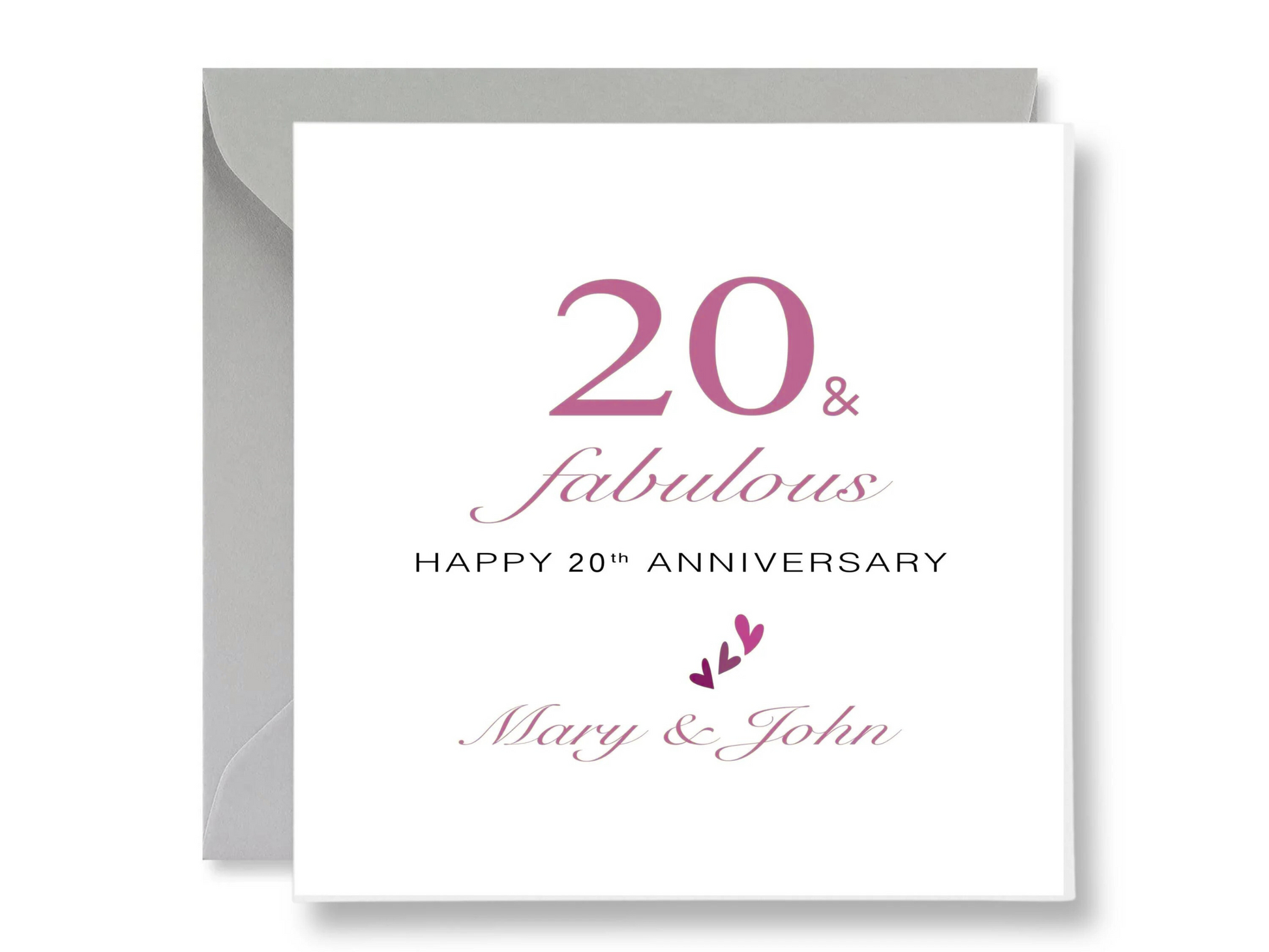 Personalized 20th Happy Anniversary Card, Custom Names, 20th Wedding Anniversary Card, 20 Years of Marriage, Handmade Card, 20 and fabulous