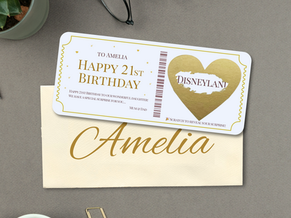 Personalised Scratch Off Surprise Ticket Card