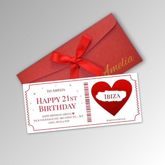 Personalised Scratch Off Surprise Ticket Card